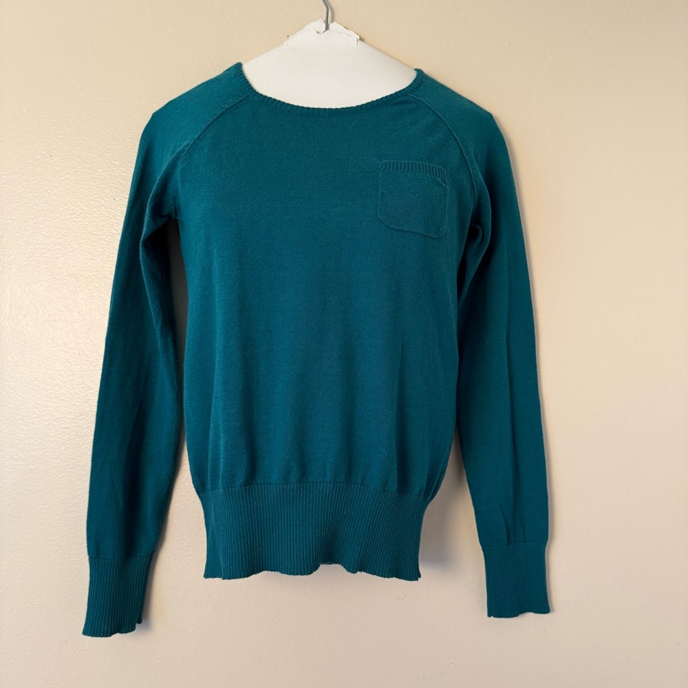 Active Basic Teal Crew Neck Lightweight Sweater